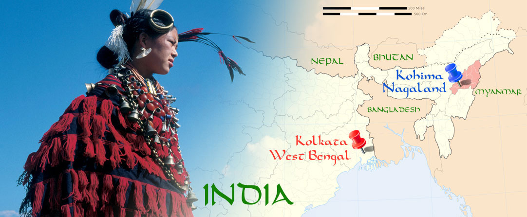 Where Nagaland is in relation to the rest of India and Surrounding Countries