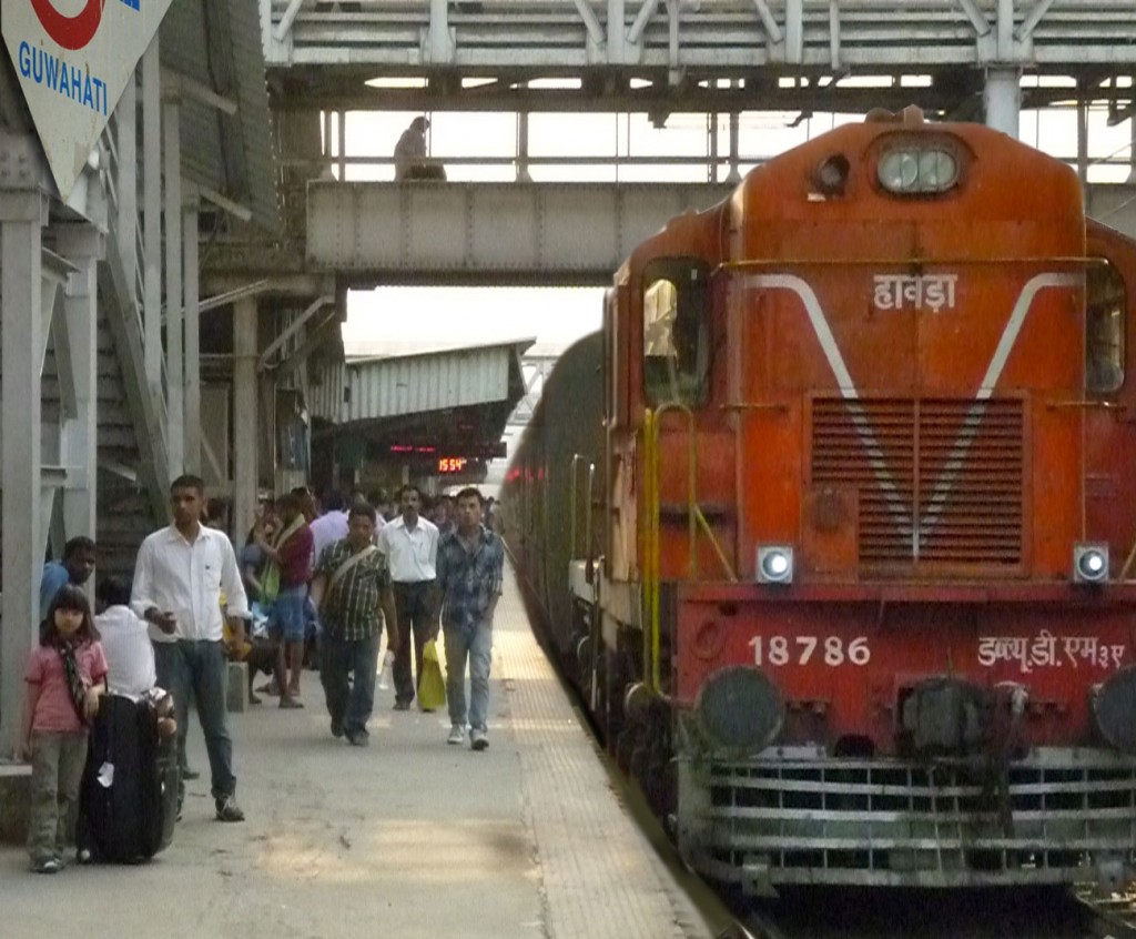 Guwahati Station - Zoe waiting for the Kowthrup express